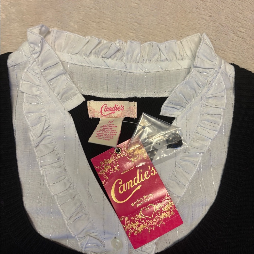 Candie's Black and White Layered Blouse - Picture 3 of 10